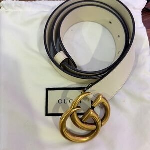 Gucci Ivory GG Buckle Wide Dress Belt Women's Adjustable Classic Designer